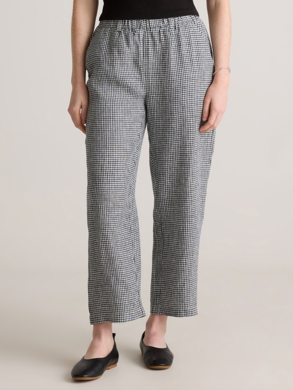 Quince 100% European Linen Pants in Classic Mini Gingham